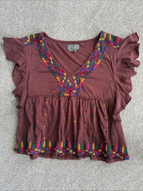 Anthropologie Flutter Sleeve Shirt